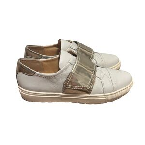 Geox Women's White and Gold Slip-On Sneakers